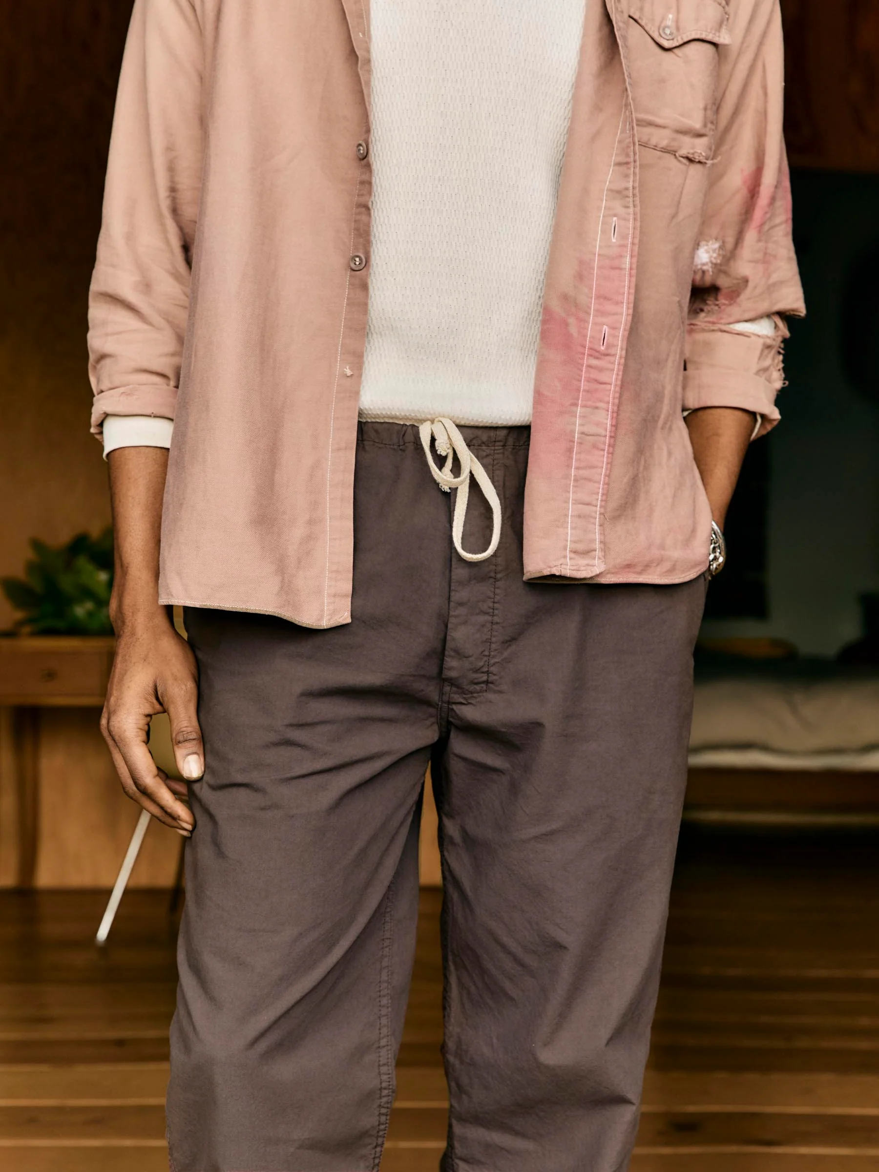 the lounge pant in umber poplin - Image 3