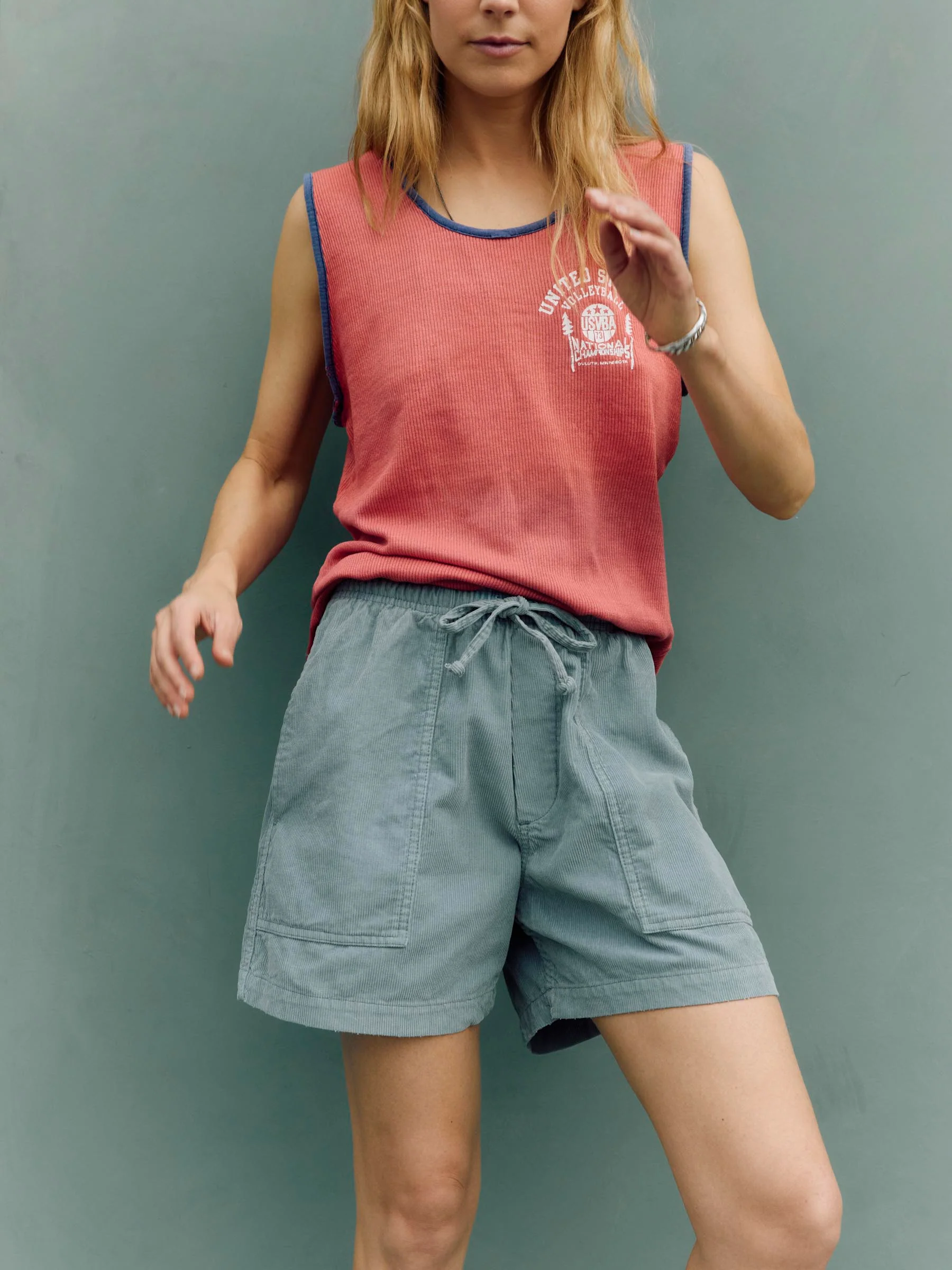 the lounge short in sunfaded blue cord - Image 3