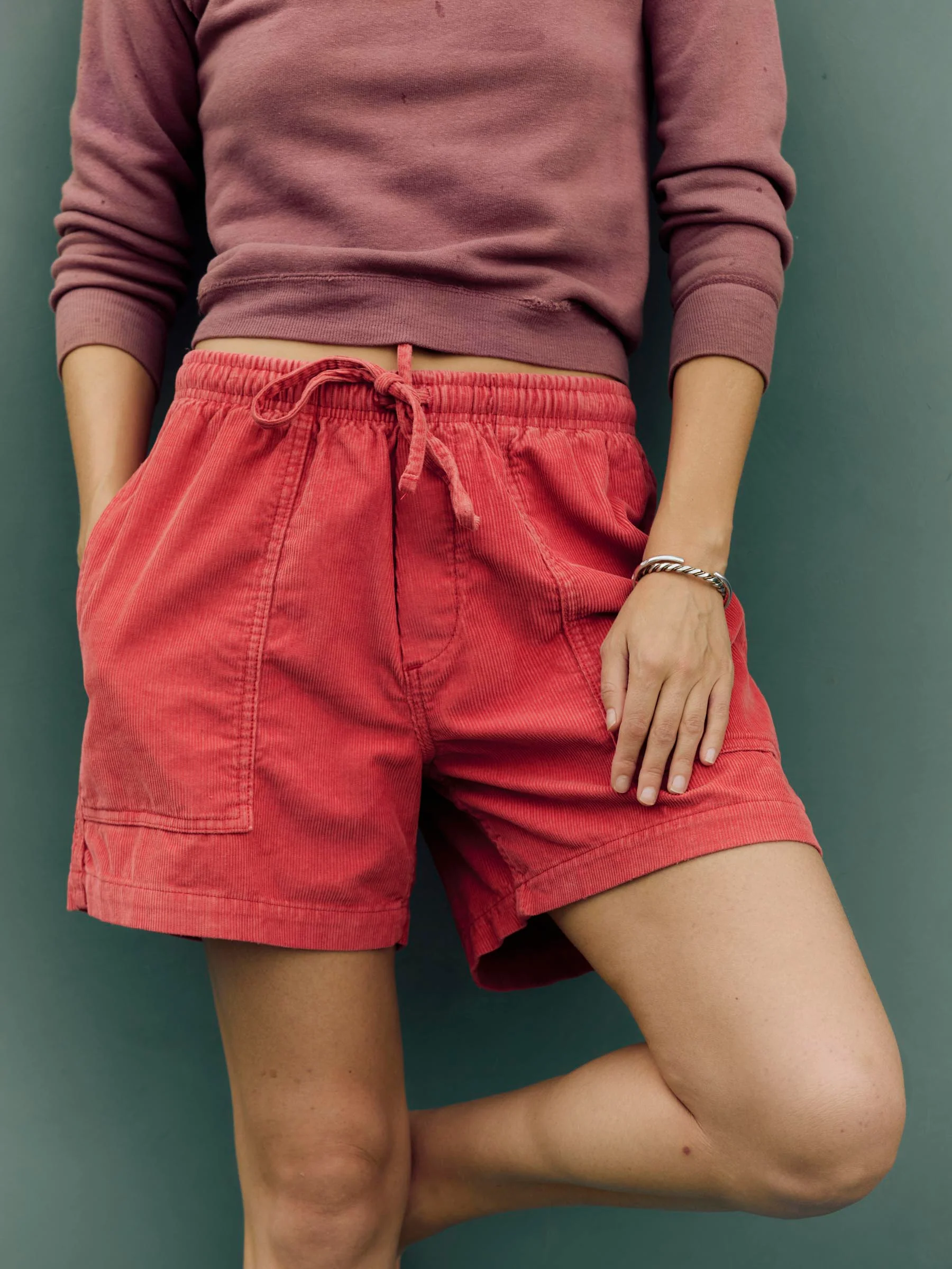 the lounge short in sunfaded red cord - Image 3