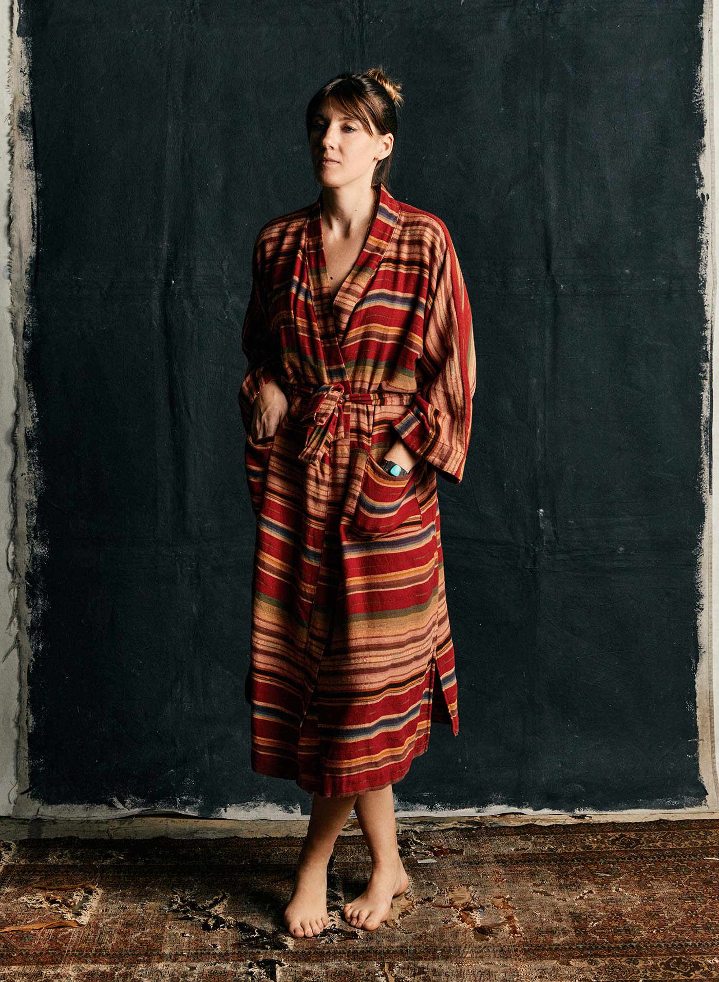 the ojai robe in coastal stripe - Image 2