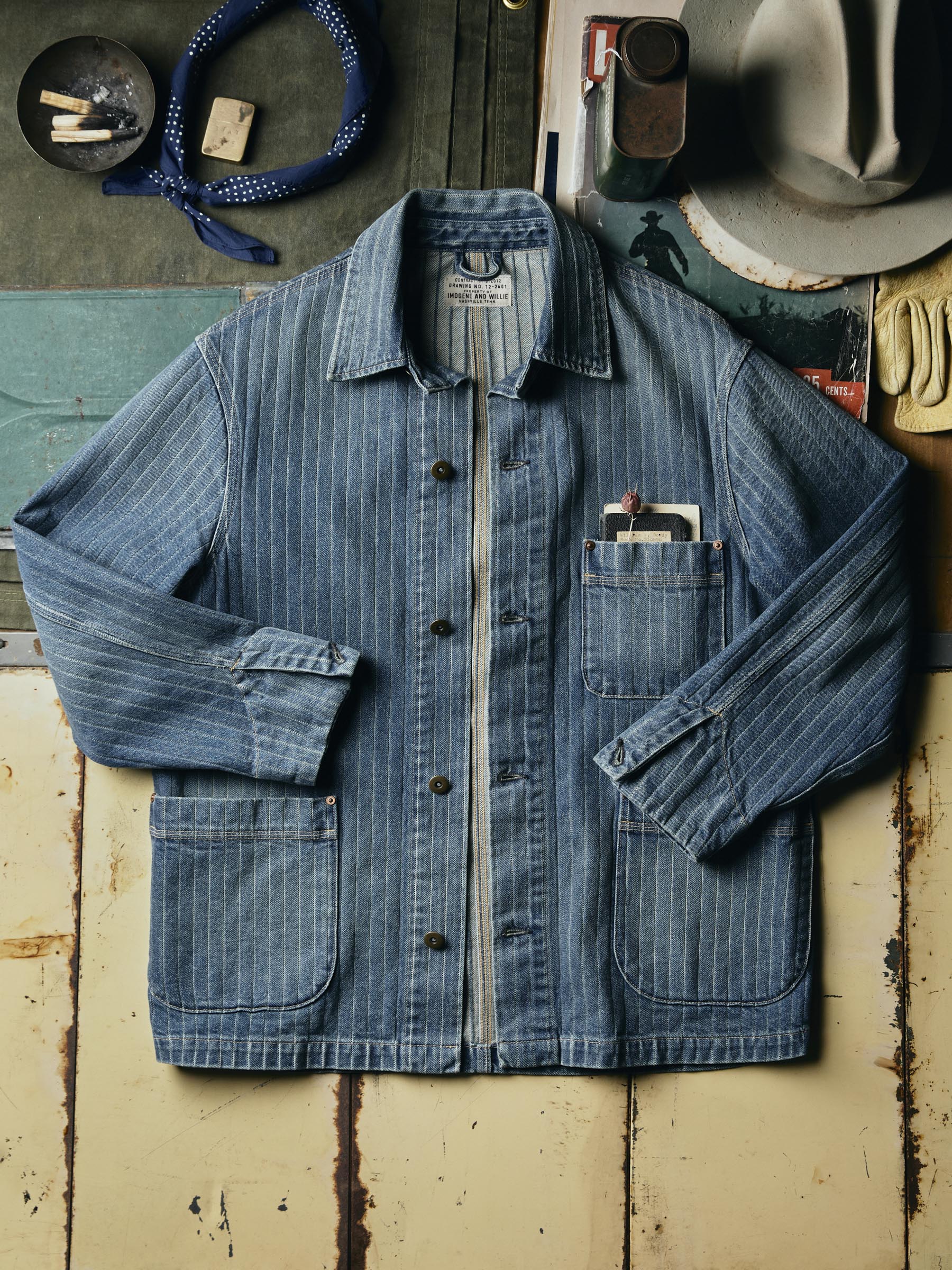 ranch jacket in washed indigo stripe - Image 3