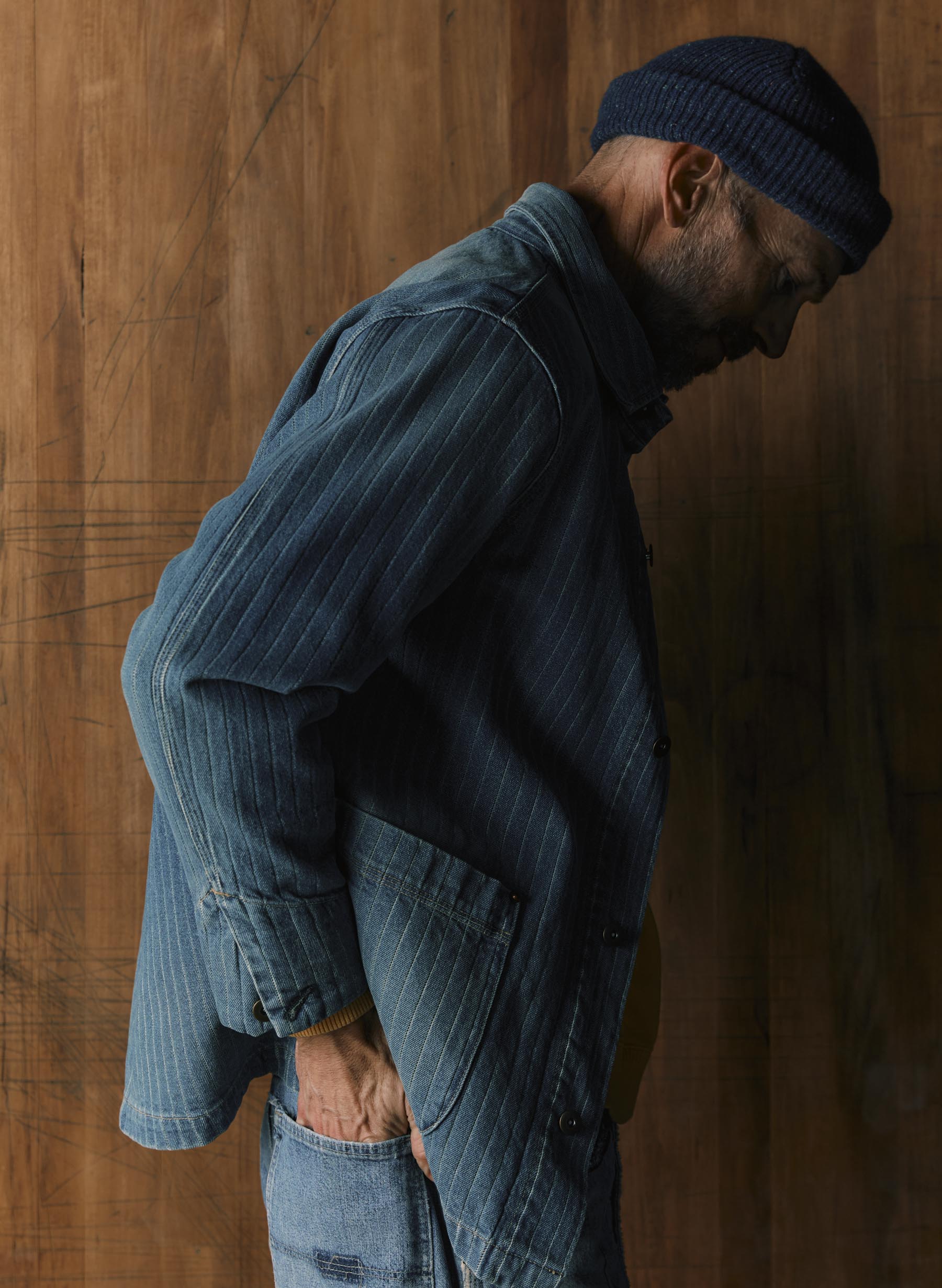 ranch jacket in washed indigo stripe - Image 5
