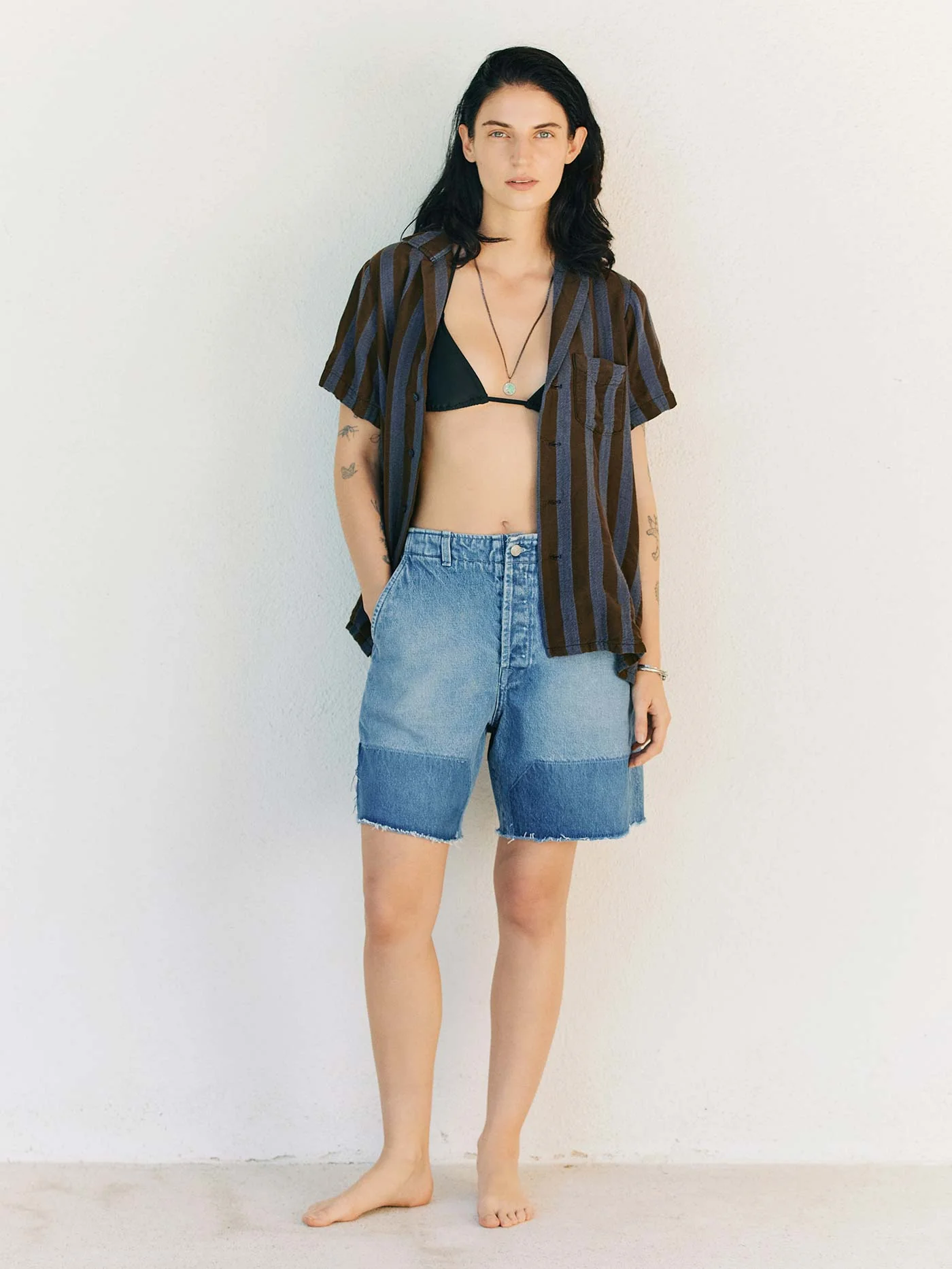 the sunfair shirt in indigo jacquard stripe - Image 3