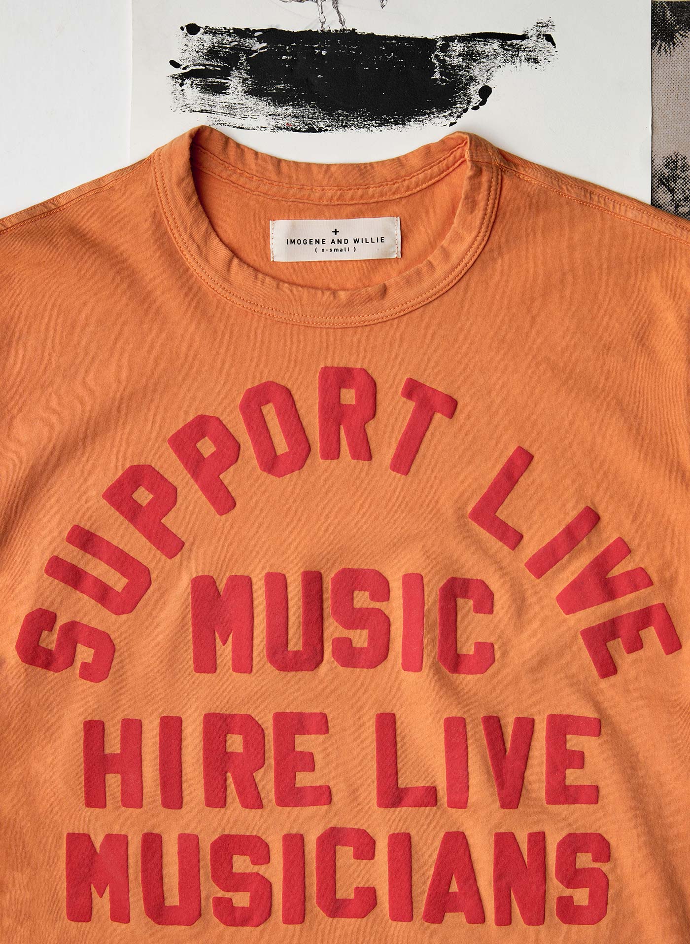 the "support live music" tee in orange - Image 2