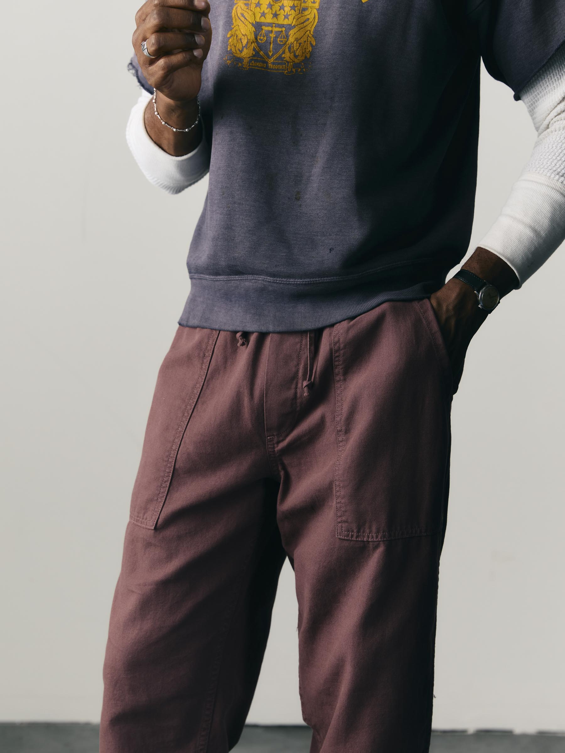 the ventura chore pant in dark mauve - Image 10