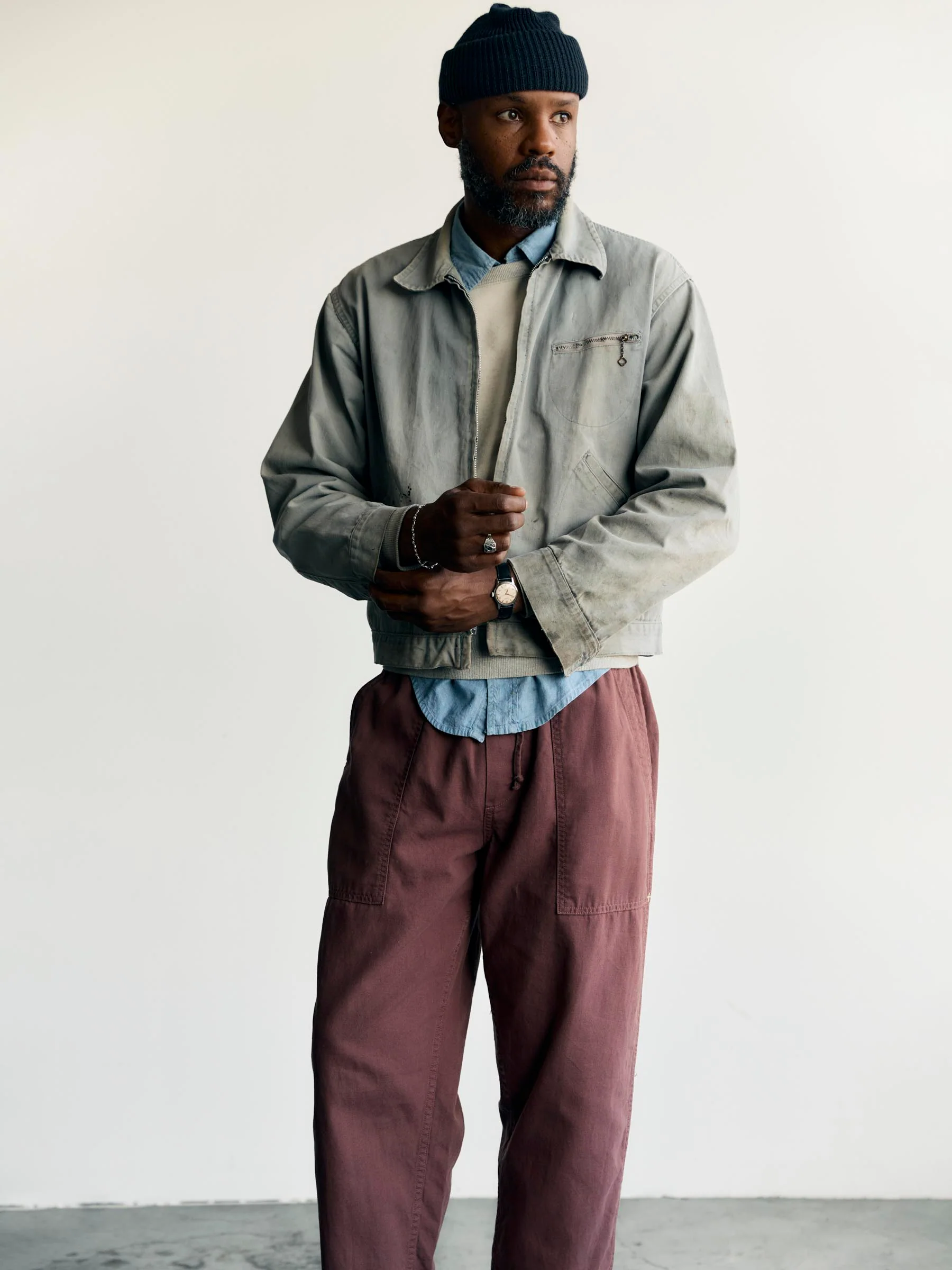 the ventura chore pant in dark mauve - Image 3