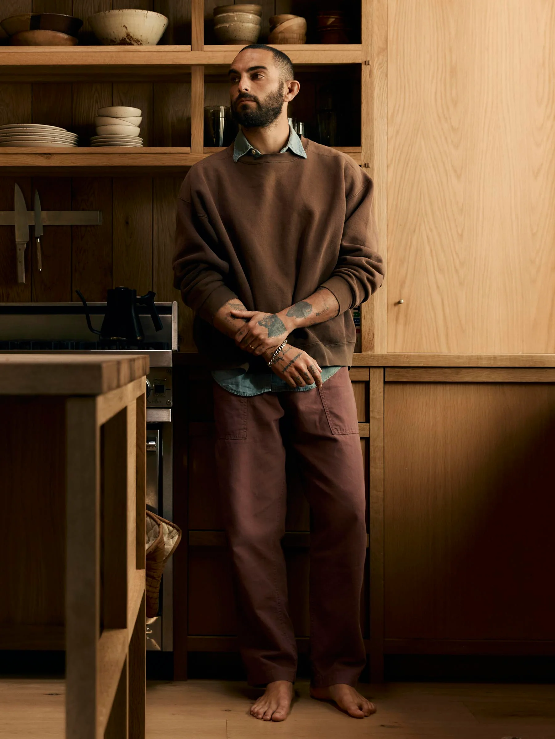 the ventura chore pant in dark mauve - Image 9