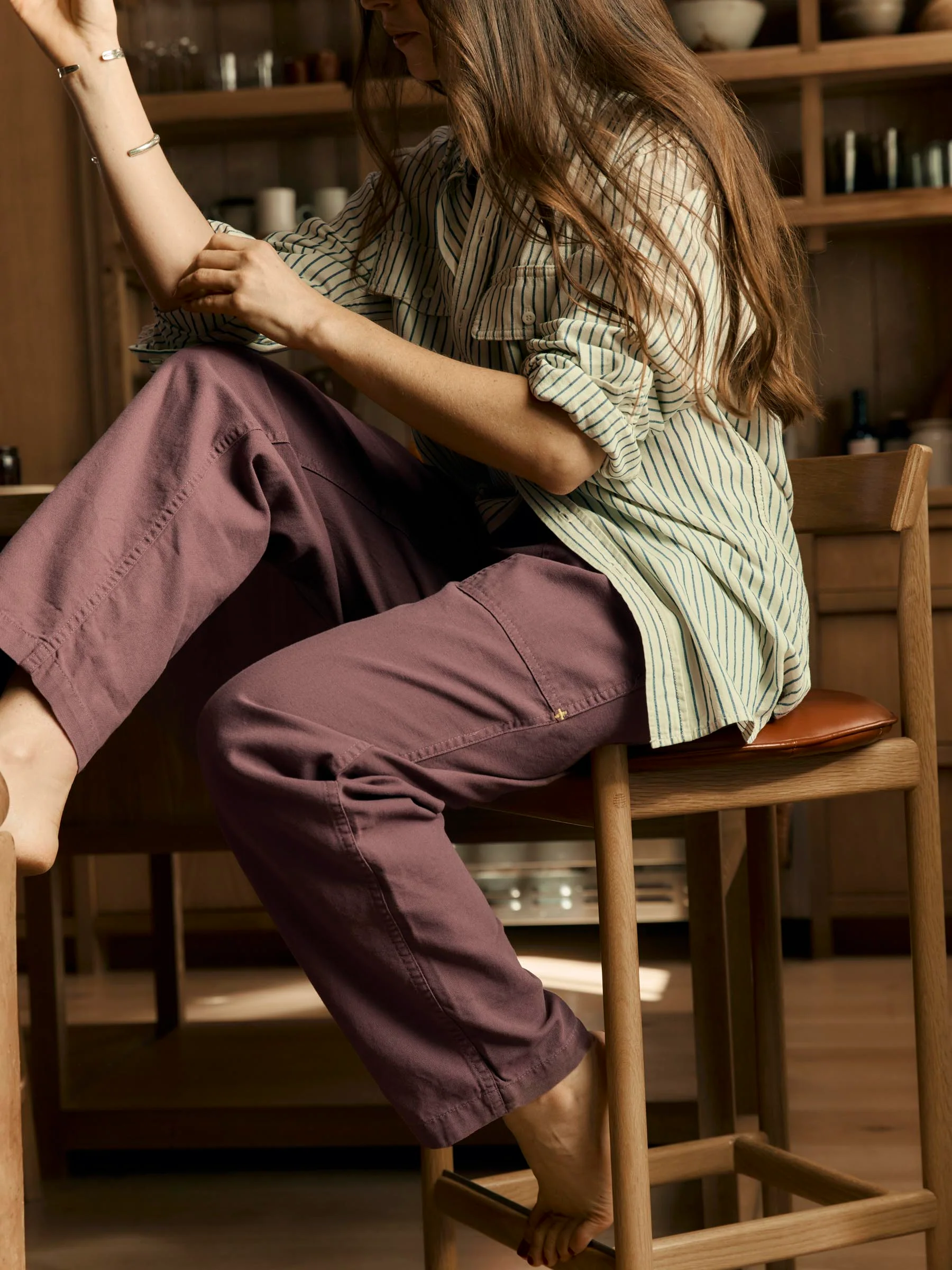 the ventura chore pant in dark mauve - Image 7