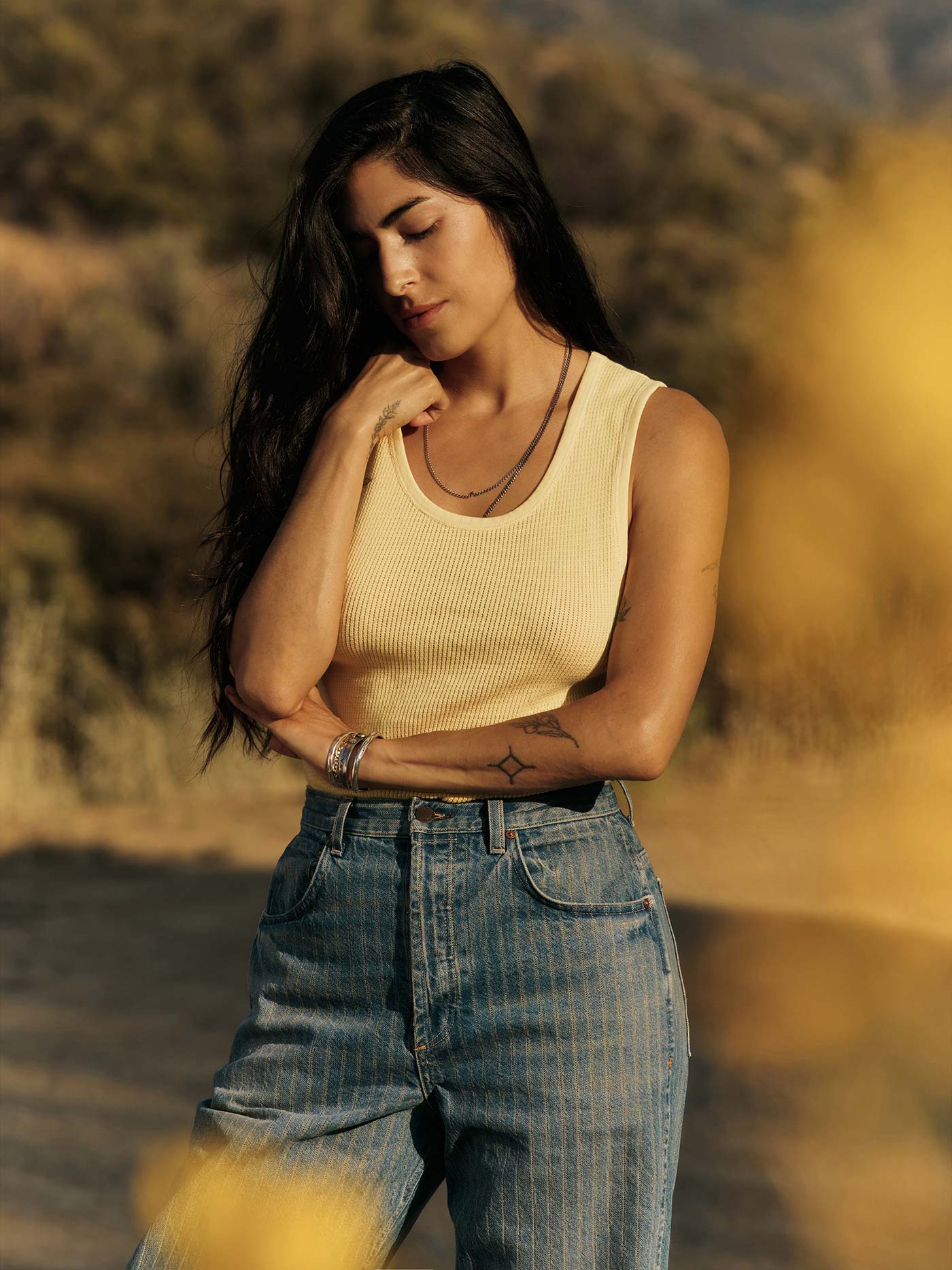 the vintage tank in open knit yellow - Image 5