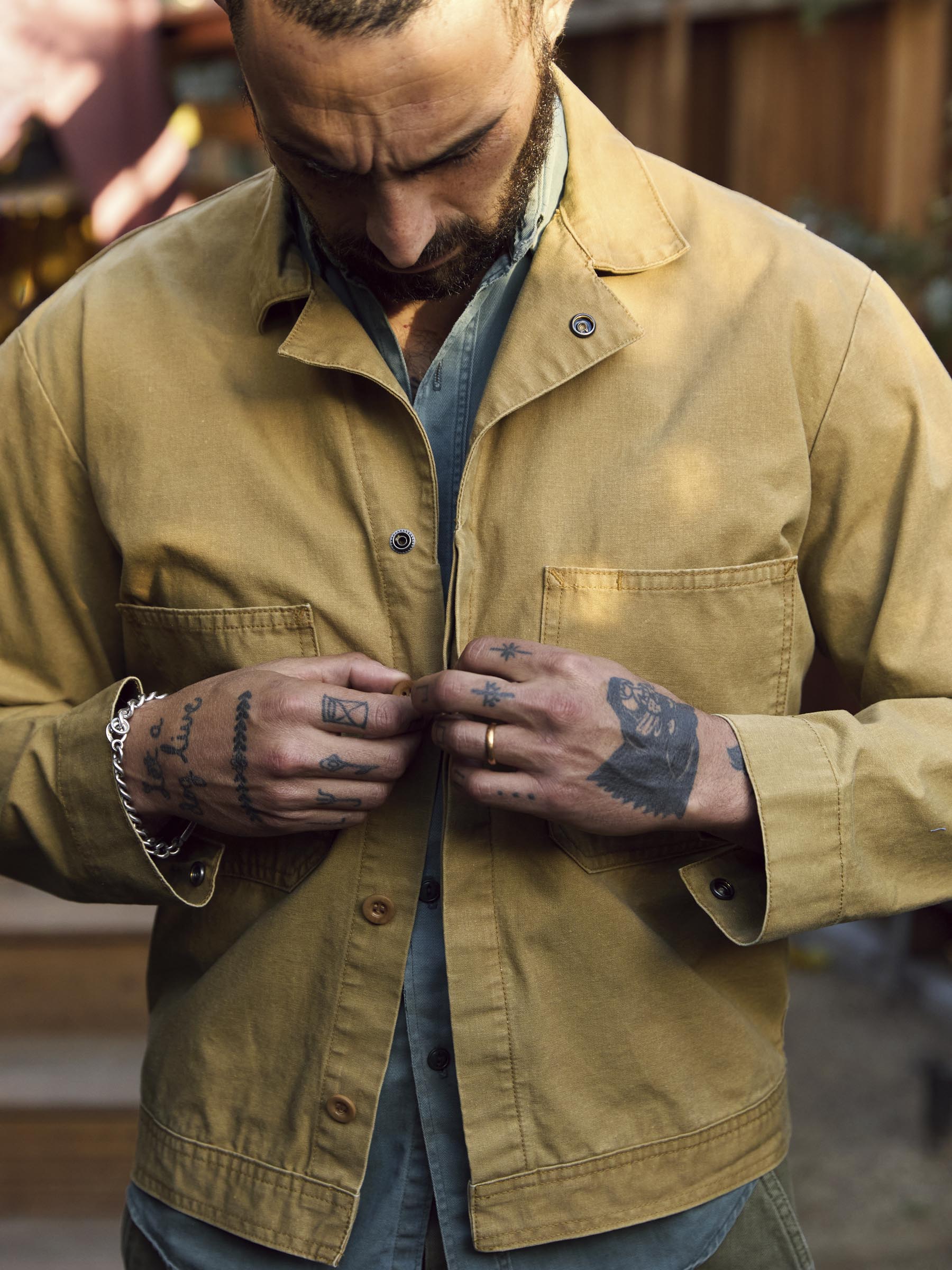 tracker jacket in washed khaki - Image 3