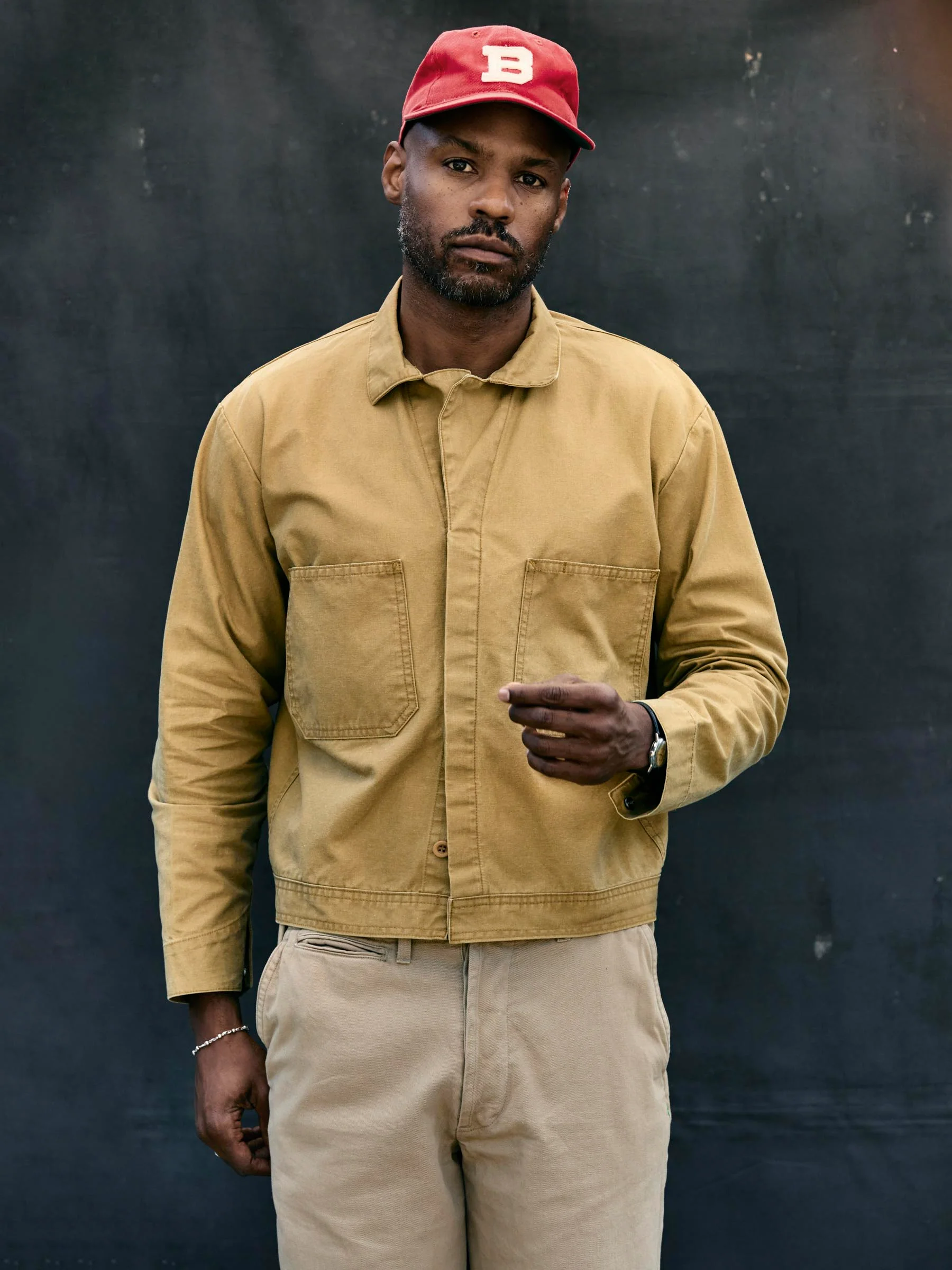 tracker jacket in washed khaki - Image 5