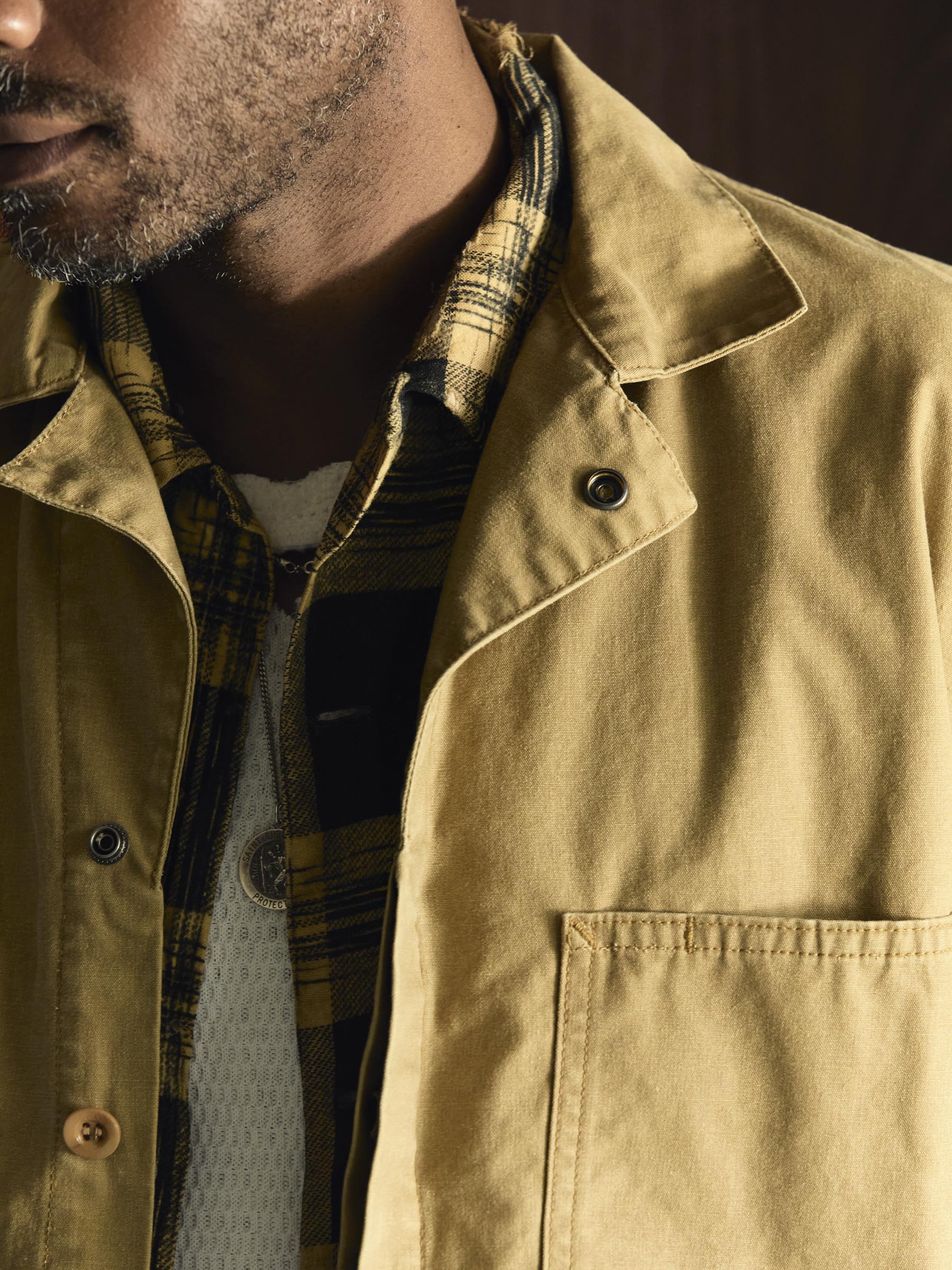 tracker jacket in washed khaki - Image 8